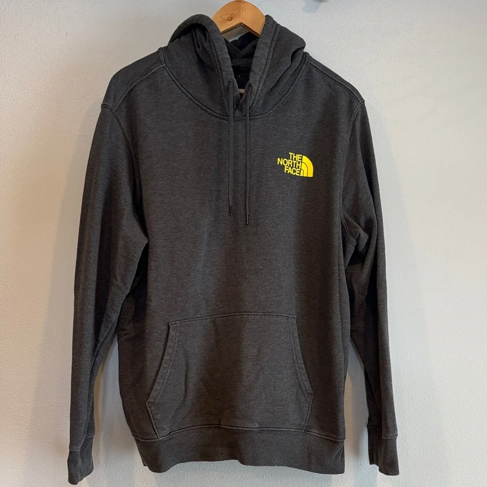 The North Face Charcoal Hoodie with Bright Yellow Logo - Picture 2 of 5